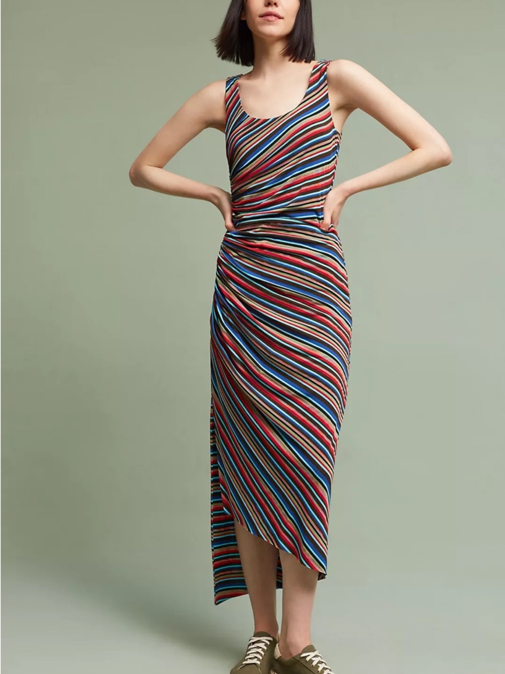 Anthropologie Multicolor Striped Asymmetrical Tank Dress